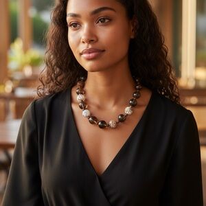 Elegant Murino Glass  Beaded Necklace with Brass Toggle Clasp